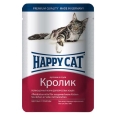 Корм влажный Happy Cat для кошек с кроликом кусочки в соусе, 100 г