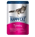 Корм влажный Happy Cat для кошек с тунцом кусочки в желе, 100 г