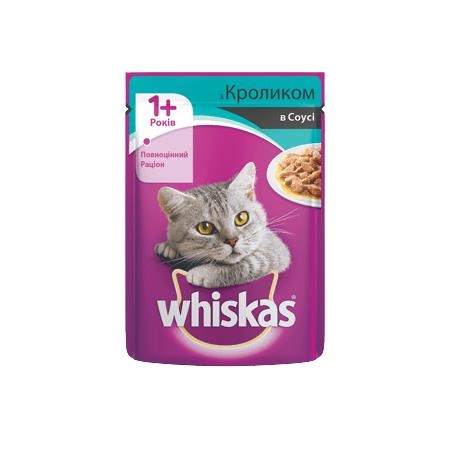 Корм влажный Whiskas для взрослых кошек с кроликом в соусе, 100 г
