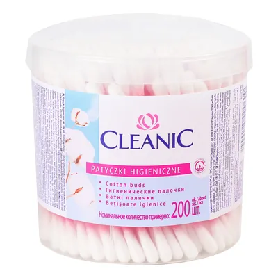 Ватні палички Cleanic кругла упаковка, 200 шт
