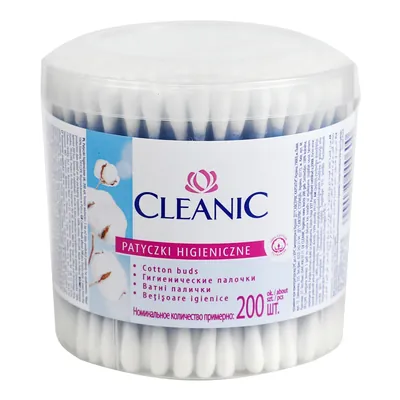 Ватні палички Cleanic кругла упаковка, 200 шт
