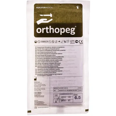 Рукавички хірургічні Mercator Orthopeg стерильні латексні непудровані, розмір 6,5, коричневі, пара