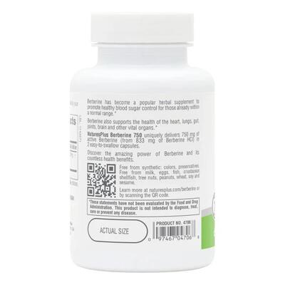 Берберин Nature's Plus Berberine 750 мг, 60 капсул