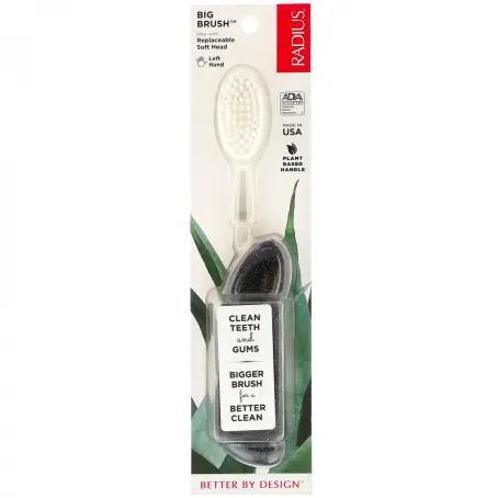 Зубная щетка Radius Big Brush Original Left hand для левшей, мягкая, черный блеск