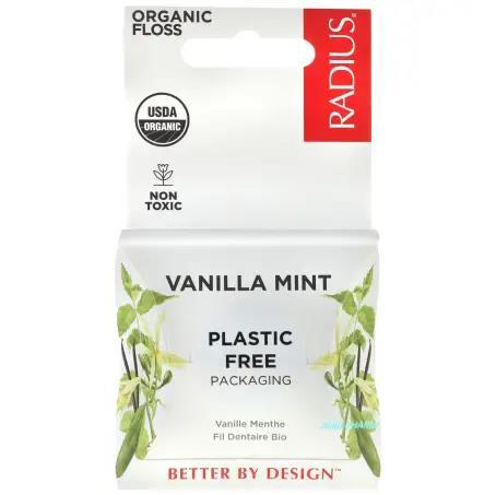 Зубная нить Radius Floss Organic Vanilla Mint органическая со вкусом ванили и мяты, 50 м
