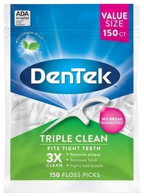 Флосс-зубочистки DenTek Triple Clean Тройная очистка, 150 штук