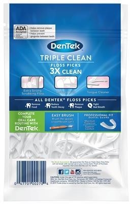Флосс-зубочистки DenTek Triple Clean Тройная очистка, 90 штук
