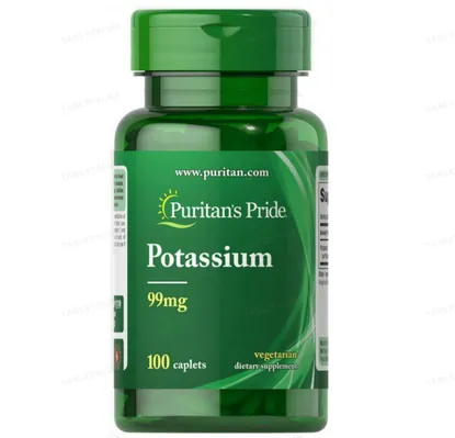 Калій Puritan's Pride Potassium 99 мг, 100 каплет