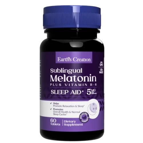 Мелатонин 5 мг с В-6 Earth's Creation Melatonin 5 mg with B-6, 60 таблеток