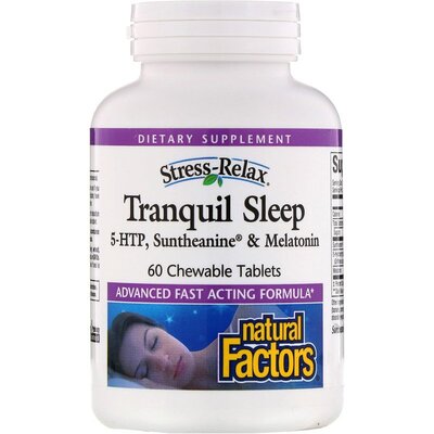 Здоровый сон Natural Factors Stress-Relax Tranquil Sleep, 60 жевательных таблеток