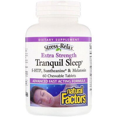 Комплекс для сна Natural Factors Stress-Relax Tranquil Sleep Extra Strength, 60 жевательных таблеток