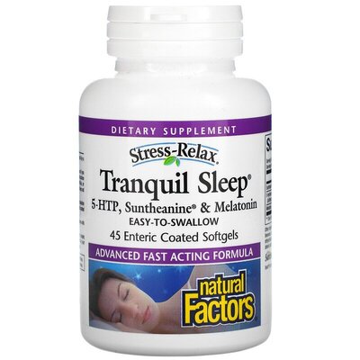 Комплекс сна Natural Factors Stress-Relax Tranquil Sleep, 45 мягких желат. капсул с кишечнорастворимой оболочкой