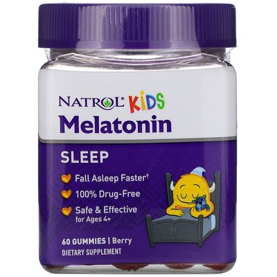 Мелатонин Natrol Kids Melatonin для детей от 4 лет ягодный вкус, 60 жевательных конфет