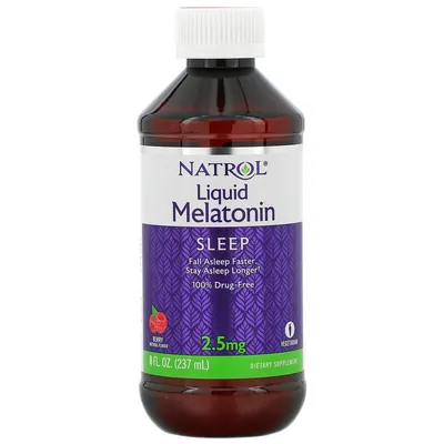 Мелатонін Natrol Liquid Melatonin 2,5 мг ягідний смак, 237 мл