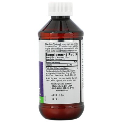 Мелатонин Natrol Liquid Melatonin 2,5 мг ягодный вкус, 237 мл