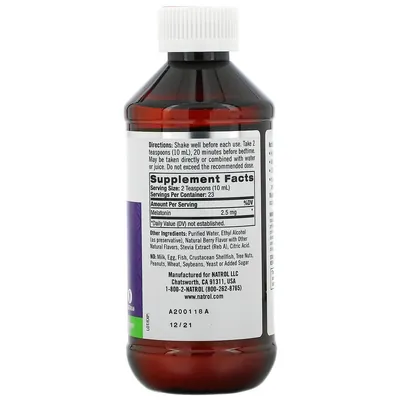 Мелатонін Natrol Liquid Melatonin 2,5 мг ягідний смак, 237 мл