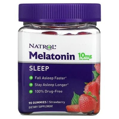 Мелатонин Natrol Melatonin 10 mg Strawberry Flavor, 90 жевательных конфет