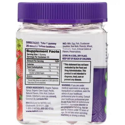 Мелатонін Natrol Melatonin 5 mg Strawberry Flavor, 90 жувальних цукерок