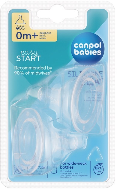 Соска силіконова Canpol Babies EasyStart 21/729 для пляшечок з широким отвором міні, від 0 місяців, 2 шт