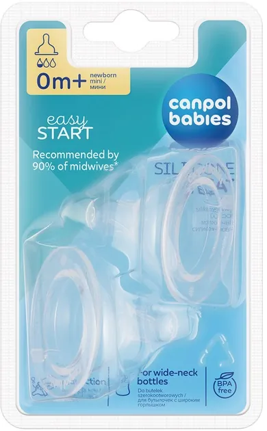 Соска силіконова Canpol Babies EasyStart 21/729 для пляшечок з широким отвором міні, від 0 місяців, 2 шт