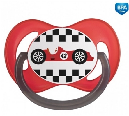 Пустышка силиконовая Canpol Babies Racing симметричная 22/571_red, 0-6 месяцев, 1 шт