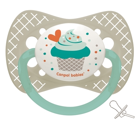 Пустышка силиконовая Canpol Babies Cupcake симметричная 23/283_grey, 6-18 месяцев, 1 шт