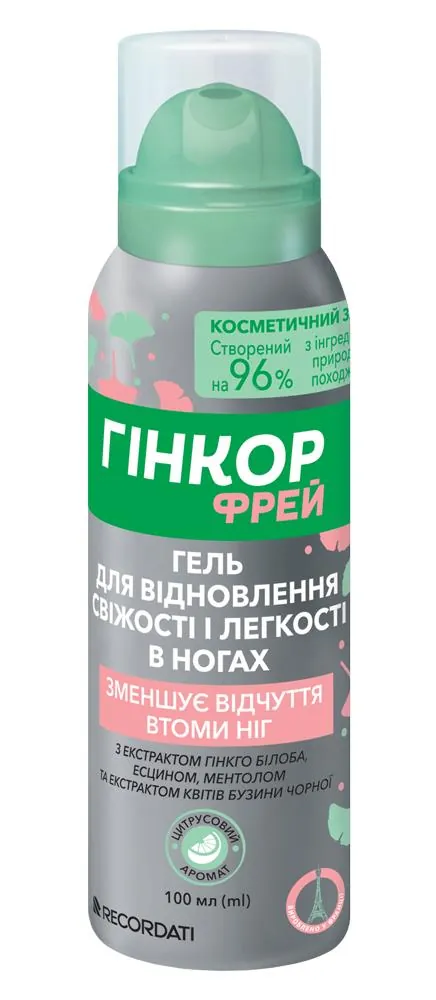 Гінкор Фрей гель для відновлення свіжості і легкості в ногах по 100 мл у флак.