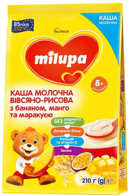 Каша молочная Milupa овсяно-рисовая с бананом, манго и маракуей для детей от 8 месяцев, 210 г