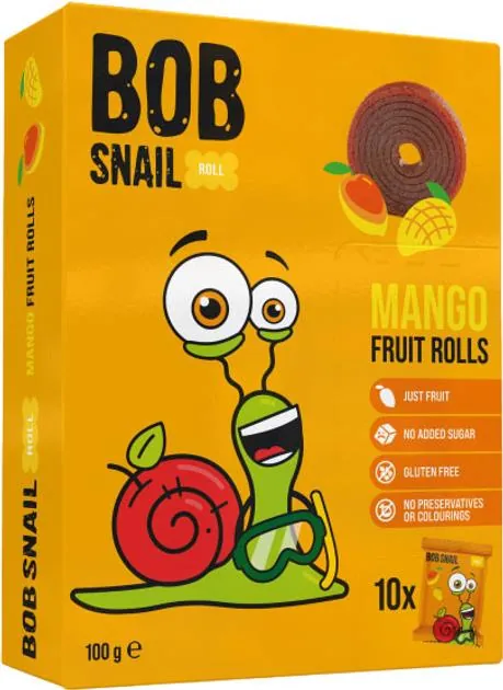 Цукерки Bob Snail Roll натуральні манго, 100 г