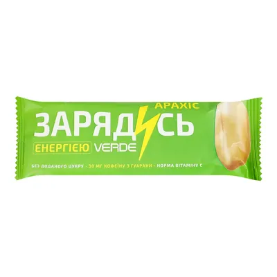 Батончик Verde Зарядись гуарана-арахіс, 30 г