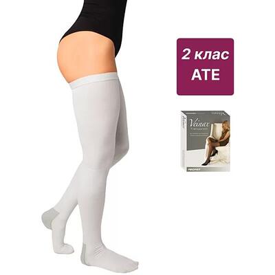 Чулки антиэмболические Veinax 822R-ATE компрессия 2 класс, стандарт, цвет белый, размер 4