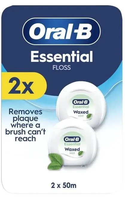 Зубна нитка Oral-B Essential floss вощена м'ятна, 2 шт х 50 м