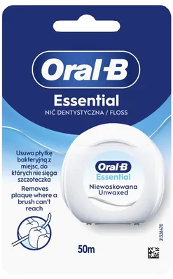 Зубна нитка Oral-B Essential floss невощена, 50 м