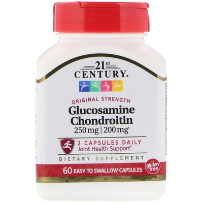 Глюкозамин хондроитин 21st Century Glucosamine Chondroitin Original Strength 250 мг/200 мг, 60 легко проглатывающихся капсул