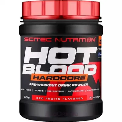 Передтренувальний комплекс Scitec Nutrition Hot Blood Hardcore червоні фрукти, 375 г