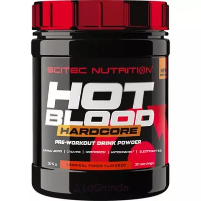 Передтренувальний комплекс Scitec Nutrition Hot Blood Hardcore тропічний пунш, 375 г