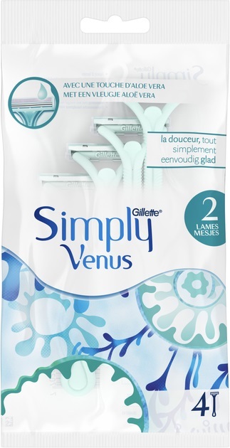 Бритвы Simply Venus 2 одноразовые женские, 4 шт