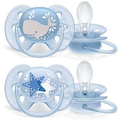 Пустышка силиконовая Philips Avent Ultra Soft SCF223/03, 6-18 месяцев, для мальчиков, 2 шт