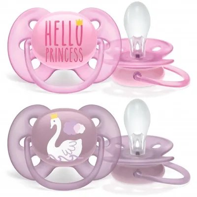 Пустушка силіконова Philips Avent Ultra Soft SCF223/02, 6-18 місяців, для дівчаток, 2 шт
