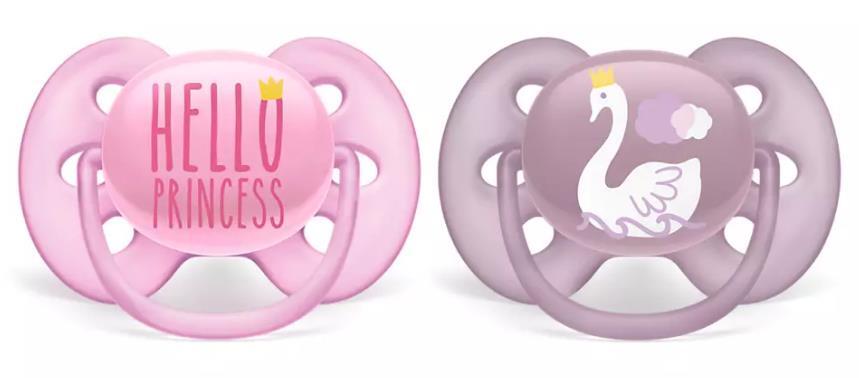 Пустышка силиконовая Philips Avent Ultra Soft SCF223/02, 6-18 месяцев, для девочек, 2 шт
