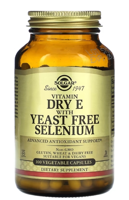 Solgar Витамин Е с Селеном Vitamin Dry E with Yeast-Free Selenium капсулы №100