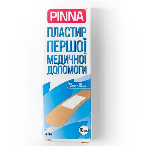 Пластир першої медичної допомоги Pinna на тканній основі 72 мм х 19 мм, 10 штук