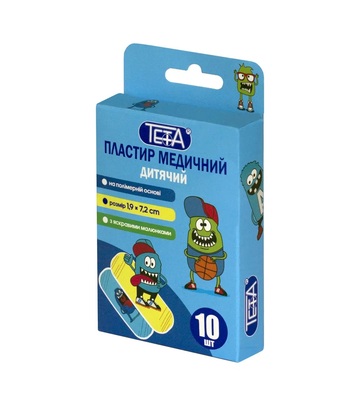 Набор пластырей Teta Детский, на полимерной основе, 7,2 х 1,9 см, 10 штук