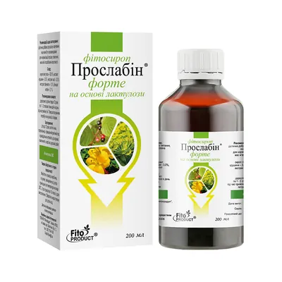 Прослабін Форте на основі лактулози фітосироп по 200 мл у флак.