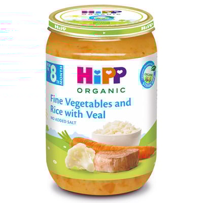 Пюре мясо-овощное HiPP Нежные овощи с рисом и телятиной, 220 г