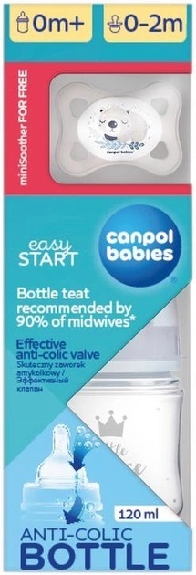 Набір для новонароджених Canpol Babies 0312mix Mini Boy (пляшечка 120 мл + пустушка 0-2 міс)