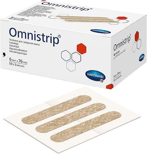 Полоски для бесшовного закрытия ран Omnistrip 6 мм х 76 мм, 3 штуки