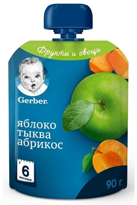 Пюре фруктово-овощное Gerber Яблоко, тыква, абрикос, 90 г