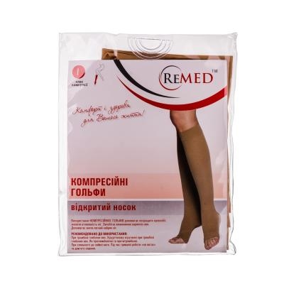 Гольфи компресійні ReMed K101 відкритий носок, подовжений, клас компресії 1, колір бежевий, розмір XXL