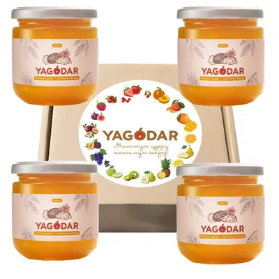 Набір джемів Yagodar ананас з низьким вмістом цукру, 4 шт х 210 г